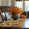COTTON CRAFT Christmas Beaded Table Runner – Poinsettia – Xmas Holiday Harvest Autumn Fall Thanksgiving Celebration Festive Party Handmade Kitchen Dining Tabletop Décor Tablerunner – 13×36 – Red Green(Scattered Leaves)