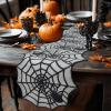 COTTON CRAFT Christmas Beaded Table Runner – Poinsettia – Xmas Holiday Harvest Autumn Fall Thanksgiving Celebration Festive Party Handmade Kitchen Dining Tabletop Décor Tablerunner – 13×36 – Red Green(Spider Web)