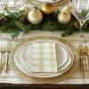 COTTON CRAFT Christmas Holiday Napkins -12 Pack – Cotton Cloth Table Napkins – Reusable Washable – Lunch Dinner Party Celebration Decorative Napkin Festive Gift Bag -17×17 White & Metallic Gold Stripe(White Gold Plaid)