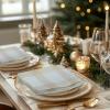 COTTON CRAFT Christmas Holiday Napkins -12 Pack – Cotton Cloth Table Napkins – Reusable Washable – Lunch Dinner Party Celebration Decorative Napkin Festive Gift Bag -17×17 White & Metallic Gold Stripe(White Gold Large Plaid)