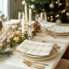 COTTON CRAFT Christmas Holiday Napkins -12 Pack – Cotton Cloth Table Napkins – Reusable Washable – Lunch Dinner Party Celebration Decorative Napkin Festive Gift Bag -17×17 White & Metallic Gold Stripe(White Gold Plaid)