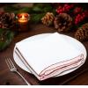 COTTON CRAFT Christmas Holiday Napkins -12 Pack – Cotton Cloth Table Napkins – Reusable Washable – Lunch Dinner Party Celebration Decorative Napkin Festive Gift Bag -17×17 White & Metallic Gold Stripe(White Red Lace)