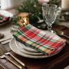 COTTON CRAFT Christmas Holiday Napkins -12 Pack – Cotton Cloth Table Napkins – Reusable Washable – Lunch Dinner Party Celebration Decorative Napkin Festive Gift Bag -17×17 White & Metallic Gold Stripe(Red Green Ivory Plaid)