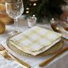 COTTON CRAFT Christmas Holiday Napkins -12 Pack – Cotton Cloth Table Napkins – Reusable Washable – Lunch Dinner Party Celebration Decorative Napkin Festive Gift Bag -17×17 White & Metallic Gold Stripe(White Gold Plaid)