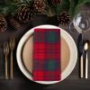 COTTON CRAFT Christmas Holiday Napkins -12 Pack – Cotton Cloth Table Napkins – Reusable Washable – Lunch Dinner Party Celebration Decorative Napkin Festive Gift Bag -17×17 White & Metallic Gold Stripe(Red Green Gold Plaid)