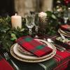 COTTON CRAFT Christmas Holiday Napkins -12 Pack – Cotton Cloth Table Napkins – Reusable Washable – Lunch Dinner Party Celebration Decorative Napkin Festive Gift Bag -17×17 White & Metallic Gold Stripe(Red Green Gold Plaid)