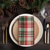 COTTON CRAFT Christmas Holiday Napkins -12 Pack – Cotton Cloth Table Napkins – Reusable Washable – Lunch Dinner Party Celebration Decorative Napkin Festive Gift Bag -17×17 White & Metallic Gold Stripe(Red Green Ivory Plaid)