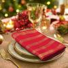 COTTON CRAFT Christmas Holiday Napkins -12 Pack – Cotton Cloth Table Napkins – Reusable Washable – Lunch Dinner Party Celebration Decorative Napkin Festive Gift Bag -17×17 White & Metallic Gold Stripe(Red Gold Plaid)