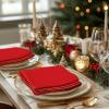COTTON CRAFT Christmas Red Napkins -12 Pack 100% Cotton Dinner Napkins – All Year Xmas Fall Thanksgiving Celebration Party Gift Holiday Table Napkin – Soft Washable Reusable Cloth Napkin -18×18(Red Gold Lace)