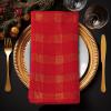 COTTON CRAFT Christmas Red Napkins -12 Pack 100% Cotton Dinner Napkins – All Year Xmas Fall Thanksgiving Celebration Party Gift Holiday Table Napkin – Soft Washable Reusable Cloth Napkin -18×18(Red Gold Plaid)