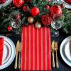 COTTON CRAFT Christmas Table Runner – Xmas Tartan Plaid Festive Tablerunner – Pure Cotton Gingham Buffalo Check Reusable Decorative Holiday Party Celebration Table Décor – 13×72 Inch – Red Green Multi(Red Gold Bells Stripe)
