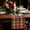 COTTON CRAFT Christmas Table Runner – Xmas Tartan Plaid Festive Tablerunner – Pure Cotton Gingham Buffalo Check Reusable Decorative Holiday Party Celebration Table Décor – 13×72 Inch – Red Green Multi(Red Green Ivory Plaid)