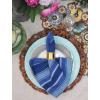 COTTON CRAFT Cloth Napkin – Set of 12 Pure Cotton Slub Harvest Orange Lace Trim Dinner Napkins – Fall Thanksgiving Xmas Holiday Table Celebration Festive Party Thick Washable Reusable Napkin -18×18(Blue Stripe)
