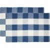 COTTON CRAFT Countryside Set of 2 Pure Cotton Buffalo Check Accent Rugs, 2′ X 3′, Navy Blue