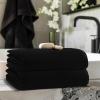 COTTON CRAFT- Euro Spa Set of 4 Luxury Waffle Weave Bath Towels, Oversized Pure Ringspun Cotton, 30 inch x 56 inch, White(Black)