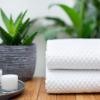 COTTON CRAFT- Euro Spa Set of 4 Luxury Waffle Weave Bath Towels, Oversized Pure Ringspun Cotton, 30 inch x 56 inch, White(White)