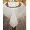 COTTON CRAFT Flax Linen Tablecloth with Lace – 60×120 inch XL Rectangle Table Cloth – Harvest Thanksgiving Holiday Party Kitchen Dining Table Cover – Washable Reusable 10 Foot Tabletop Cover – Natural