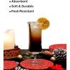 COTTON CRAFT Glitz Beaded Coasters – Set of 8 Handmade Bar Drink Tabletop Protection Coasters – Halloween Harvest Autumn Fall Thanksgiving Holiday Christmas Xmas Party – 4 inches Round – Brown(Red Gold)