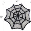 COTTON CRAFT Glitz Beaded Coasters – Set of 8 Handmade Bar Drink Tabletop Protection Coasters – Halloween Harvest Autumn Fall Thanksgiving Holiday Christmas Xmas Party – 4 inches Round – Brown(Black Silver Web)