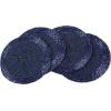 COTTON CRAFT Glitz Handmade Beaded Bar Drink Tabletop Protection Coasters – Set of 8 – Halloween Harvest Autumn Fall Thanksgiving Holiday Christmas Xmas Celebration Festive Party – 4 in Round – Silver(Navy)