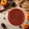 COTTON CRAFT Glitz Handmade Beaded Bar Drink Tabletop Protection Coasters – Set of 8 – Halloween Harvest Autumn Fall Thanksgiving Holiday Christmas Xmas Celebration Festive Party – 4 in Round – Silver(Rust)