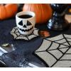 COTTON CRAFT Glitz Handmade Beaded Bar Drink Tabletop Protection Coasters – Set of 8 – Halloween Harvest Autumn Fall Thanksgiving Holiday Christmas Xmas Celebration Festive Party – 4 in Round – Silver(Black Silver Web)