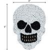 COTTON CRAFT Glitz Handmade Beaded Bar Drink Tabletop Protection Coasters – Set of 8 – Halloween Harvest Autumn Fall Thanksgiving Holiday Christmas Xmas Celebration Festive Party – 4 in Round – Silver(Black White Skull)