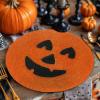 COTTON CRAFT Glitz Handmade Beaded Charger Placemats – Set of 4 – Halloween Harvest Autumn Fall Holiday Christmas Xmas Dining Celebration Festive Party Table Décor – 13.5 inch Round – Red(Pumpkin Orange)