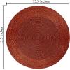 COTTON CRAFT Glitz Handmade Beaded Charger Placemats – Set of 4 – Halloween Harvest Autumn Fall Holiday Christmas Xmas Dining Celebration Festive Party Table Décor – 13.5 inch Round – Red(Rust)