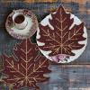 COTTON CRAFT Glitz Handmade Beaded Charger Placemats – Set of 4 – Halloween Harvest Autumn Fall Holiday Christmas Xmas Dining Celebration Festive Party Table Décor – 13.5 inch Round – Red(Burgundy Gold)