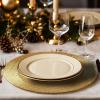 COTTON CRAFT Glitz Handmade Beaded Charger Placemats – Set of 4 – Halloween Harvest Autumn Fall Holiday Christmas Xmas Dining Celebration Festive Party Table Décor – 13.5 inch Round – Red(Gold)