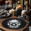 COTTON CRAFT Glitz Handmade Beaded Charger Placemats – Set of 4 – Halloween Harvest Autumn Fall Holiday Christmas Xmas Dining Celebration Festive Party Table Décor – 13.5 inch Round – Red(Black White – Skull)