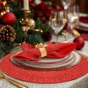 COTTON CRAFT Glitz Handmade Beaded Charger Placemats – Set of 4 – Halloween Harvest Autumn Fall Holiday Christmas Xmas Dining Celebration Festive Party Table Décor – 13.5 inch Round – Red(Red Gold)