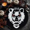 COTTON CRAFT Glitz Handmade Beaded Charger Placemats – Set of 4 – Halloween Harvest Autumn Fall Holiday Christmas Xmas Dining Celebration Festive Party Table Décor – 13.5 inch Round – Red(Black White – Werewolf)
