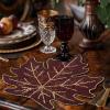 COTTON CRAFT Glitz Handmade Beaded Charger Placemats – Set of 4 – Halloween Harvest Autumn Fall Holiday Christmas Xmas Dining Celebration Festive Party Table Décor – 13.5 inch Round – Red(Burgundy Gold)
