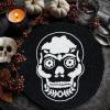COTTON CRAFT Glitz Handmade Beaded Charger Placemats – Set of 4 – Halloween Harvest Autumn Fall Holiday Christmas Xmas Dining Celebration Festive Party Table Décor – 13.5 inch Round – Red(Black White – Skull)