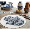 COTTON CRAFT Glitz Handmade Beaded Charger Placemats – Set of 4 – Halloween Harvest Autumn Fall Holiday Christmas Xmas Dining Celebration Festive Party Table Décor – 13.5 inch Round – Red(Blue – Evil Eye Hamsa)