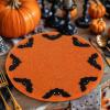 COTTON CRAFT Glitz Handmade Beaded Charger Placemats – Set of 4 – Halloween Harvest Autumn Fall Holiday Christmas Xmas Dining Celebration Festive Party Table Décor – 13.5 inch Round – Red(Orange Black)