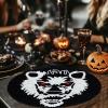 COTTON CRAFT Glitz Handmade Beaded Charger Placemats – Set of 4 – Halloween Harvest Autumn Fall Holiday Christmas Xmas Dining Celebration Festive Party Table Décor – 13.5 inch Round – Red(Black White – Werewolf)