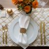 COTTON CRAFT Glitz Handmade Beaded Dining Table Napkin Rings – Set of 12 – Halloween Harvest Autumn Fall Thanksgiving Holiday Christmas Xmas Celebration Festive Party Gift Décor – Gold(Jute – Natural Beige)