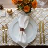 COTTON CRAFT Glitz Handmade Beaded Dining Table Napkin Rings – Set of 12 – Halloween Harvest Autumn Fall Thanksgiving Holiday Christmas Xmas Celebration Festive Party Gift Décor – Gold(Classic Wood – Dark Natural)