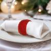 COTTON CRAFT Glitz Handmade Beaded Dining Table Napkin Rings – Set of 12 – Halloween Harvest Autumn Fall Thanksgiving Holiday Christmas Xmas Celebration Festive Party Gift Décor – Gold(Red – Beaded)