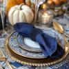 COTTON CRAFT Glitz Handmade Beaded Dining Table Napkin Rings – Set of 12 – Halloween Harvest Autumn Fall Thanksgiving Holiday Christmas Xmas Celebration Festive Party Gift Décor – Gold(Navy)