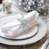 COTTON CRAFT Glitz Handmade Beaded Dining Table Napkin Rings – Set of 12 – Halloween Harvest Autumn Fall Thanksgiving Holiday Christmas Xmas Celebration Festive Party Gift Décor – Gold(Silver – Snowflake)