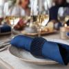 COTTON CRAFT Glitz Handmade Beaded Dining Table Napkin Rings – Set of 12 – Halloween Harvest Autumn Fall Thanksgiving Holiday Christmas Xmas Celebration Festive Party Gift Décor – Gold(Navy)