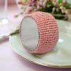 COTTON CRAFT Glitz Handmade Beaded Dining Table Napkin Rings – Set of 12 – Halloween Harvest Autumn Fall Thanksgiving Holiday Christmas Xmas Celebration Festive Party Gift Décor – Gold(Pink – Beaded)