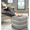 COTTON CRAFT Hand Tufted Pouf – Bedroom Dorm Home Accent – Foot Stool – Ottoman – Bean Bag – Versatile Modern Comfortable Prefilled Woven Cotton Square Pouf Footrest – 16x16x16 inches – Ivory(Ivory Black Stripe)