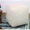 COTTON CRAFT Hand Tufted Pouf – Bedroom Dorm Home Accent – Foot Stool – Ottoman – Bean Bag – Versatile Modern Comfortable Prefilled Woven Cotton Square Pouf Footrest – 16x16x16 inches – Ivory(Ivory Tufted)