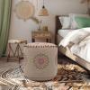 COTTON CRAFT Hand Tufted Pouf – Bedroom Dorm Home Accent – Foot Stool – Ottoman – Bean Bag – Versatile Modern Comfortable Prefilled Woven Cotton Square Pouf Footrest – 16x16x16 inches – Ivory(Natural Multi Suzani)