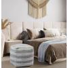 COTTON CRAFT Hand Tufted Pouf – Bedroom Dorm Home Accent – Foot Stool – Ottoman – Bean Bag – Versatile Modern Comfortable Prefilled Woven Cotton Square Pouf Footrest – 16x16x16 inches – Ivory(Blue Dhurrie)